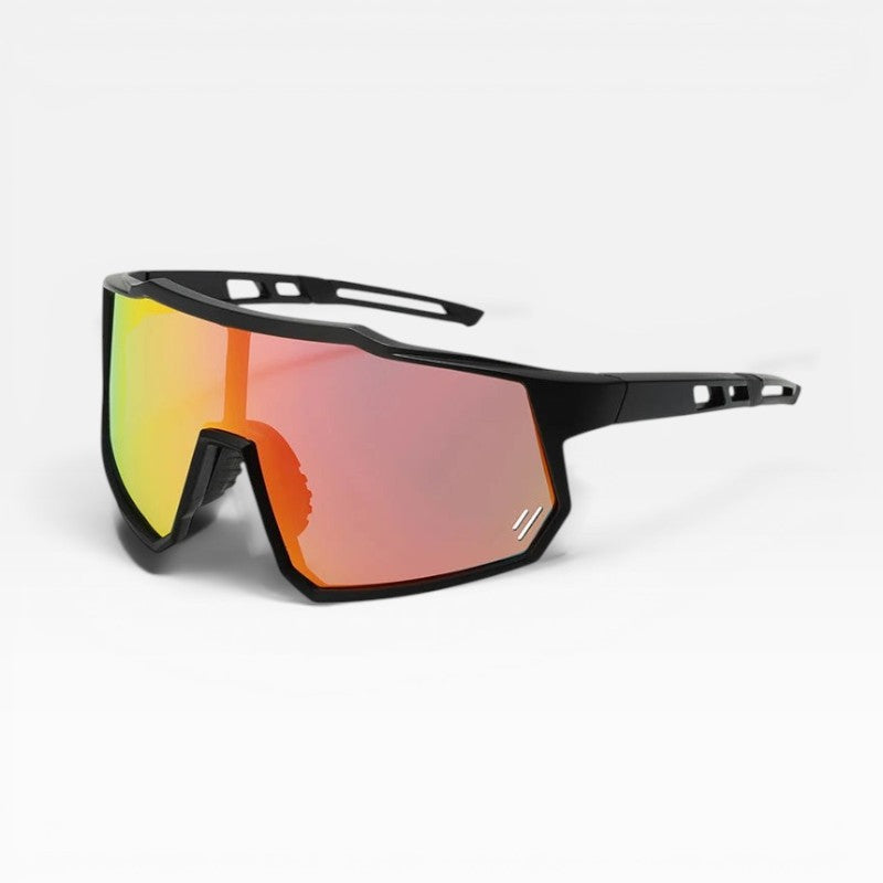 Surge running sunglasses with green-blue revo lens side view
