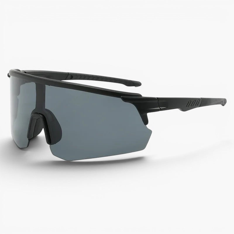My Store black TR90 running sunglasses with a revo mirror shield lens and UV400 protection.