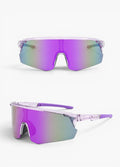 My Store purple revo mirror shield running sunglasses with UV400 protection and TR90 frame.