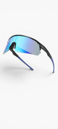 My Store black and blue TR90 running sunglasses with revo mirror shield lens and UV400 protection.